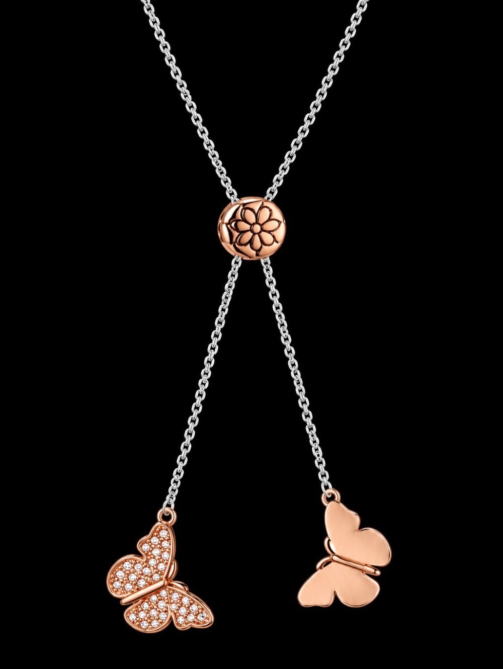 Unwritten Two-Tone Butterfly Bolo Necklace